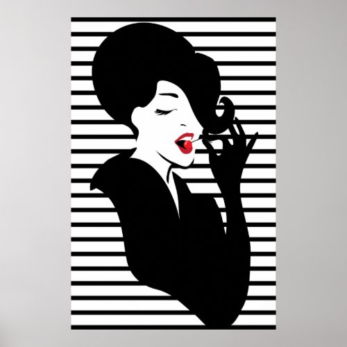 Fashion pin up stylish striped illustration poster