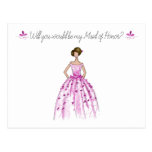 Fashion Pink Dress Bridesmaid Invitation Postcard