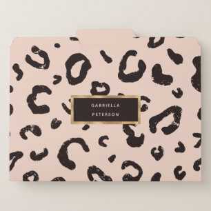 Fashion Pink Leopard Gold Frame  File Folder