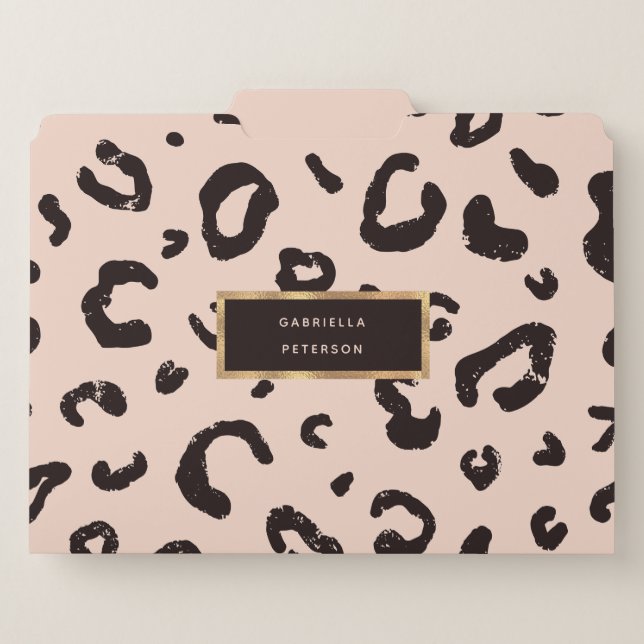 Fashion Pink Leopard Gold Frame  File Folder (Front Center)