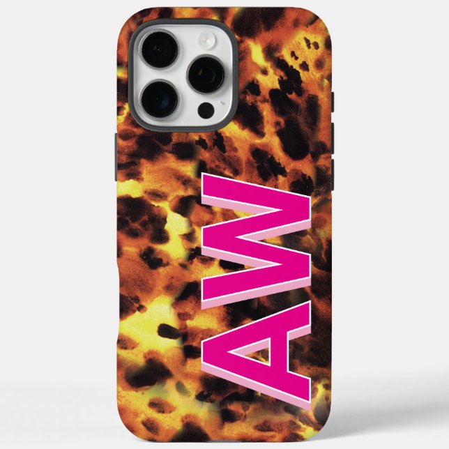 Fashion Pink Monogrammed Tortoiseshell Case-Mate iPhone Case (Back)