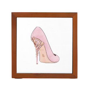 Fashion pink shoe by watercolor desk organizer