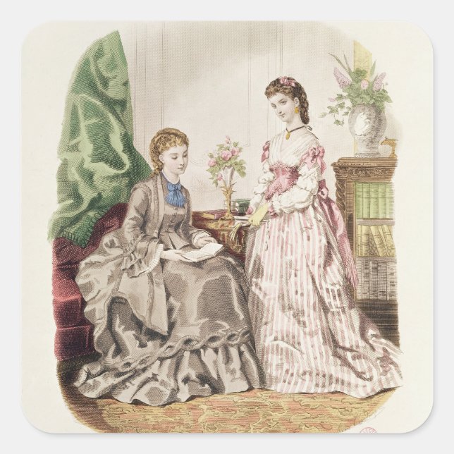 Fashion plate showing ballgowns square sticker (Front)