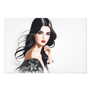 Fashion portrait of woman art photo print