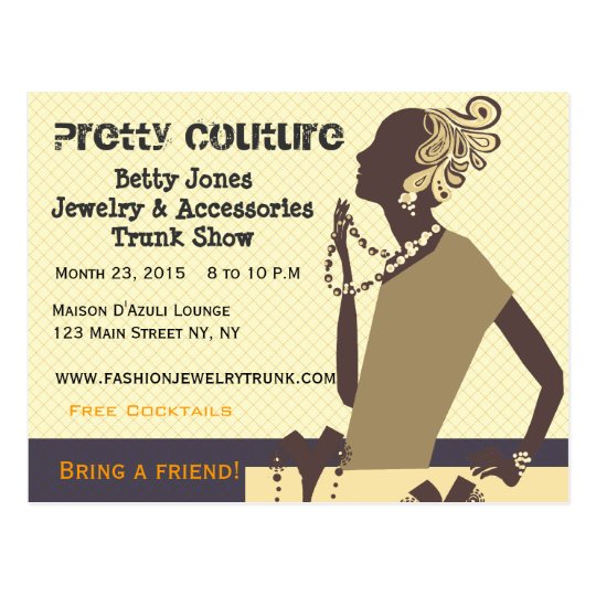 Fashion Pretty Couture Jewelry Trunk Show Postcard