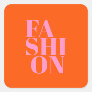 Fashion Print Orange And Pink Preppy Modern Decor Square Sticker