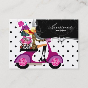Fashion Purse Scooter Girl Business Card by thefashioncafe at Zazzle