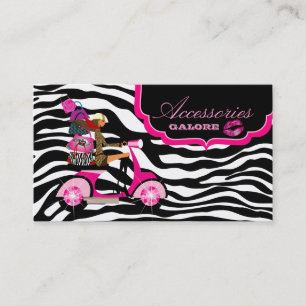 Fashion Purses Jewelry Hot Pink Black Zebra Lips Business Card
