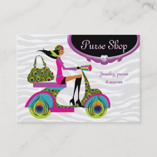 Fashion Purses Jewelry Scooter Peacock Zebra Business Card