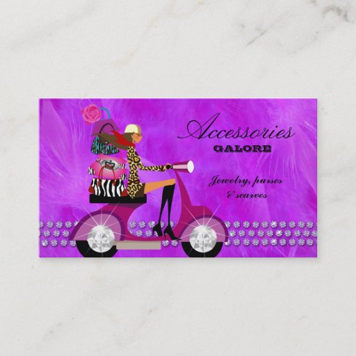 Customizable Fashion Purses Jewelry Violet Lace Feathers Business Cards