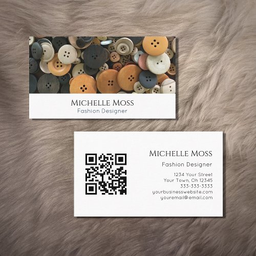 Fashion QR code Buttons Professional Sewing Business Card