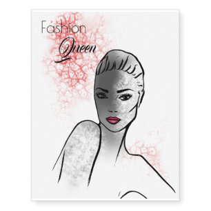 Fashion+Queen+Illustration Temporary Tattoos