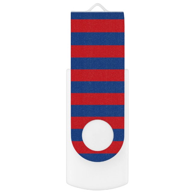 Fashion Red and Blue Horizontal Stripes Flash Drive (Front Vertical)