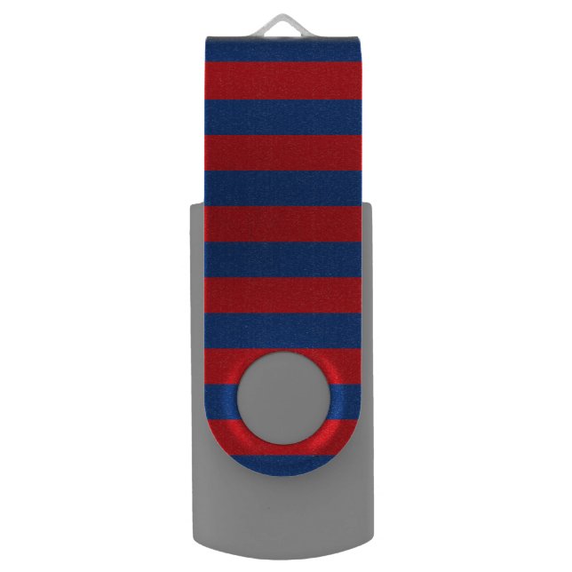 Fashion Red and Blue Horizontal Stripes Flash Drive (Back (Vertical))