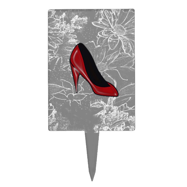 Fashion Red Shoe Design Cake Topper (Front)