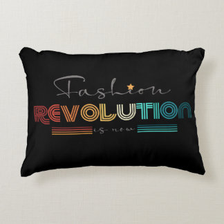 Fashion Revolution Retro Typographic Black Acrylic Accent Pillow