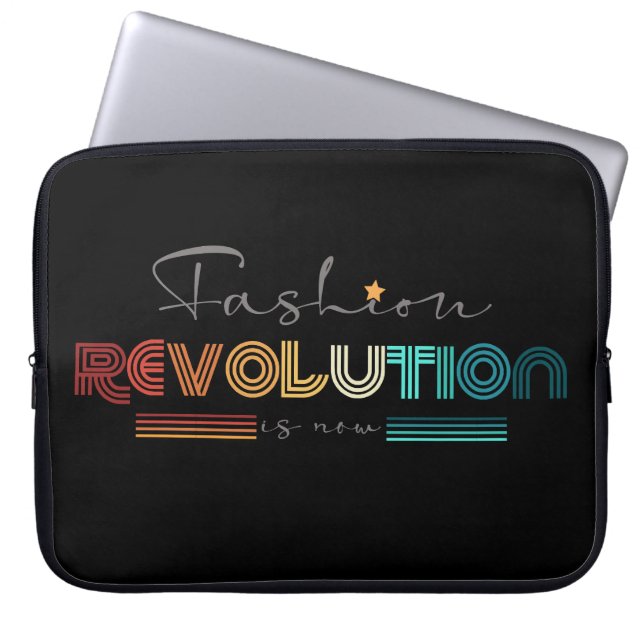 Fashion Revolution Retro Typographic Laptop Sleeve (Front)