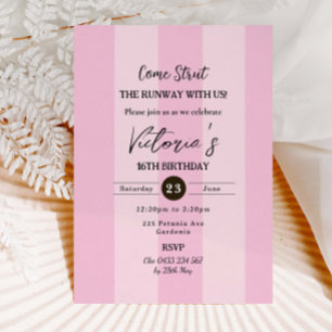 Fashion Runway 16th Birthday Feminine Chic Girly Invitation
