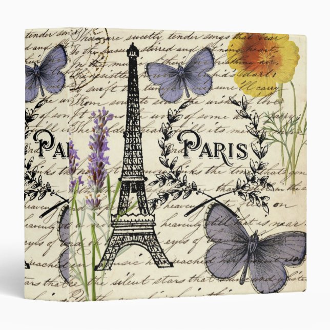 Fashion Salon SPA french eiffel tower Paris 3 Ring Binder (Front/Spine)