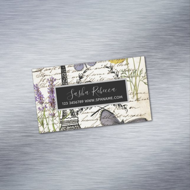 Fashion Salon SPA french eiffel tower Paris Business Card Magnet (In Situ)