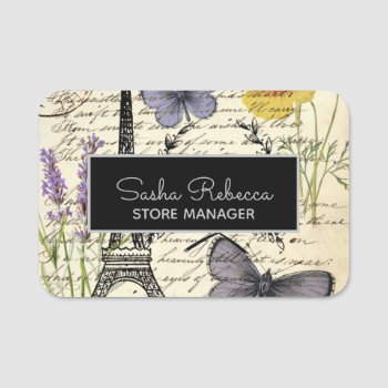 Fashion Salon Spa French Eiffel Tower Paris Name Tag by businesscardsdepot at Zazzle
