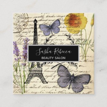 Fashion Salon Spa French Eiffel Tower Paris Square Business Card by businesscardsdepot at Zazzle