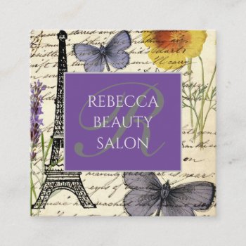 Fashion Salon Spa French Eiffel Tower Paris Square Square Business Card by businesscardsdepot at Zazzle