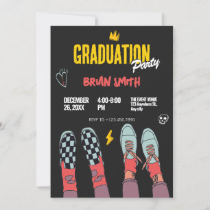 Fashion scene sneakers graduation invitation