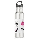 Fashion shoes handbag watercolor stainless steel water bottle