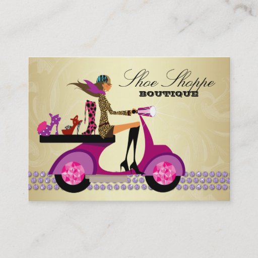 Customizable Fashion Shoes Jewelry Purple Gold Business Cards
