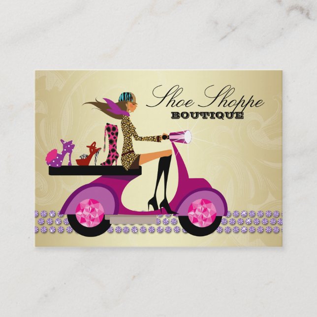 Fashion Shoes Jewelry Purple Gold Business Card (Front)
