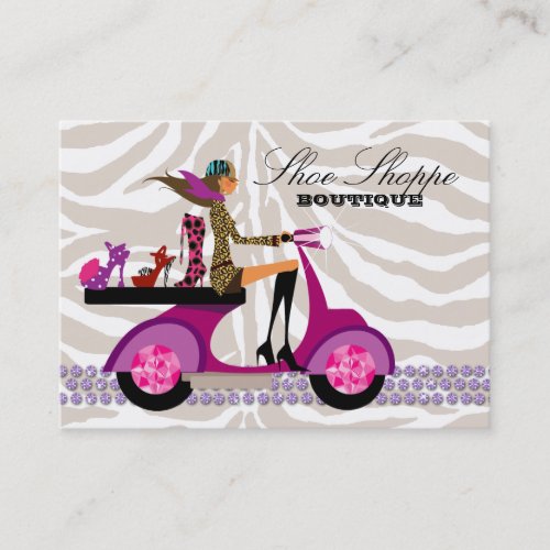 Fashion Shoes Jewelry Zebra Purple Gold Business Cards