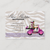 Fashion Shoes Jewelry Zebra Purple Peacock Business Card (Back)