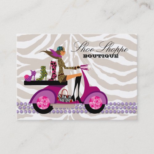 Fashion Shoes Jewelry Zebra Purple Peacock Business Card Templates