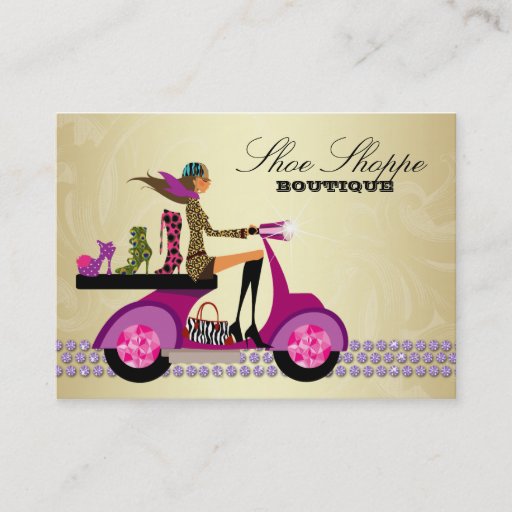 Customizable Fashion Shoes Purse Jewelry Purple Gold Business Cards