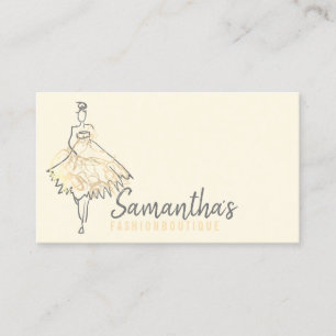 Fashion shop dress Ivory gold Business Card