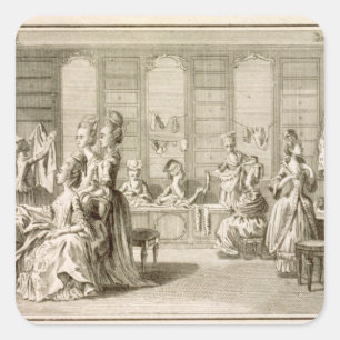 Fashion shop, from the 'Encyclopedia' by Denis Did Square Sticker