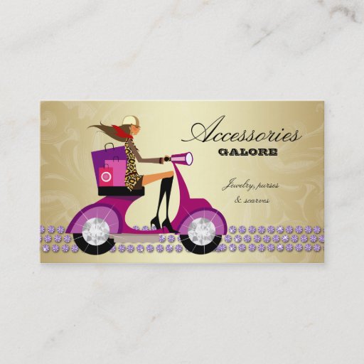 Customizable Fashion Shopping Bags Jewelry Purple Gold Reg Business Card Templates