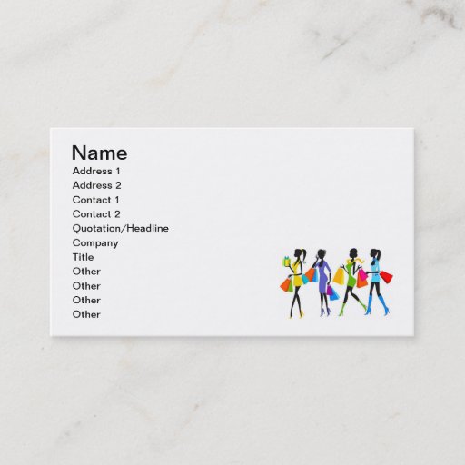 Customizable Fashion Shopping Girls Illustration Business Card Templates
