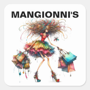 Fashion Shopping Square Sticker