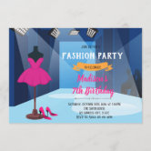 Fashion Show Event Abstract Shapes Model Flowers Invitation, Zazzle