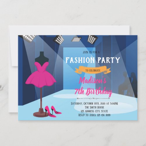 Fashion show birthday invitation