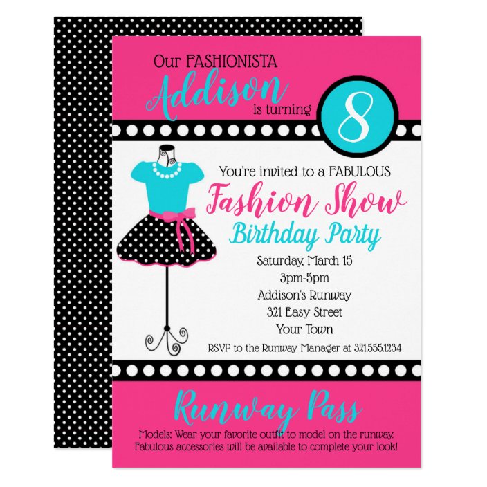 Fashion Show Birthday Party Invitation Zazzle Fashion Show Birthday Party Invitation