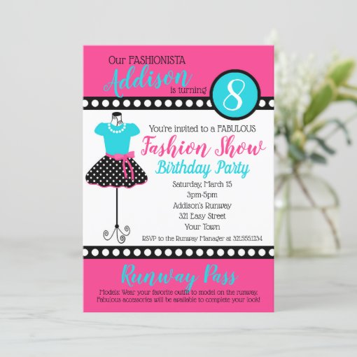 Fashion Show Birthday Party Invitation | Zazzle