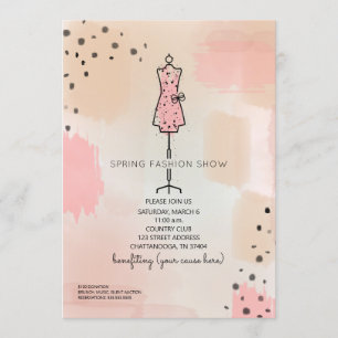 Fashion Show Charity Event Dress Form Pink Invitation