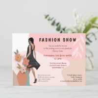 Fashion Show Event Abstract Shapes Model Flowers Invitation, Zazzle