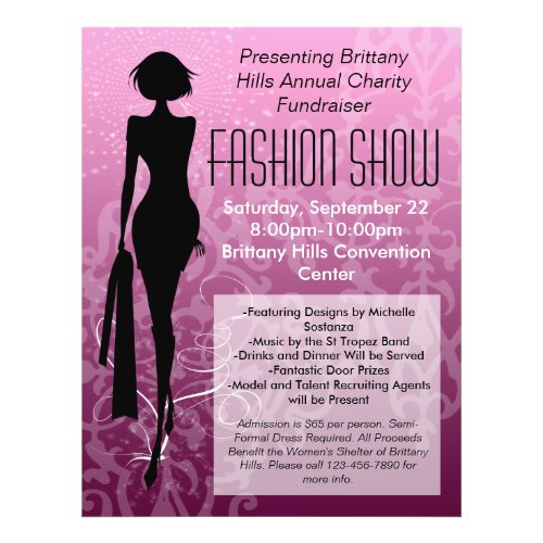 Fashion Show Flyer, Pink Silhouette Swirl flyer