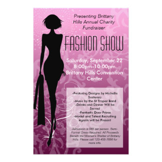 Fashion Show Flyer, Pink Silhouette Swirl Flyer