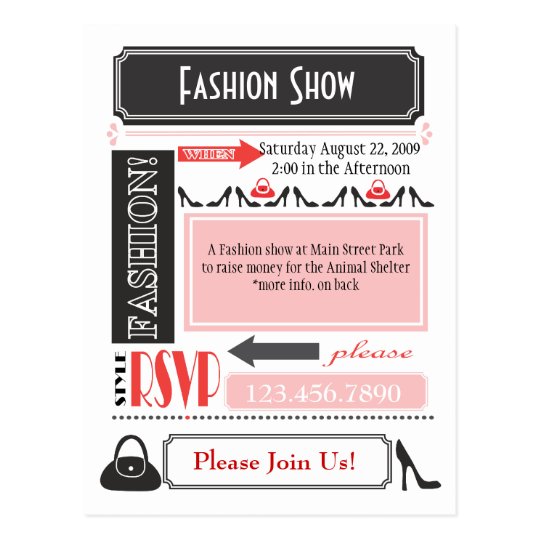Fashion Show Invite Postcard | Zazzle