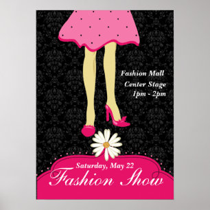 Fashion Show Poster Pretty Shoes and Dress Pink